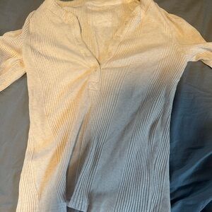 Aerie Cream Ribbed Knit Top